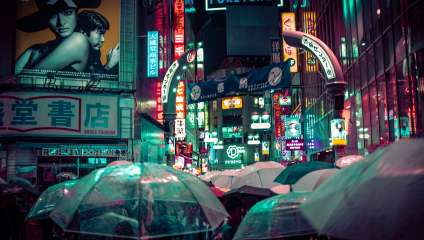 багато парасольок, вид зверху