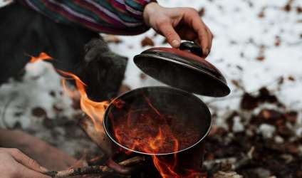 Зимнее фото с костром